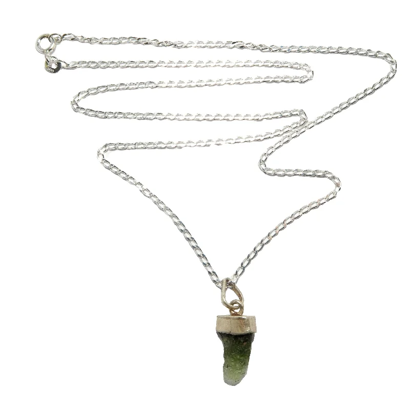 gold necklaces for women -Moldavite Necklace High Vibration Gem on Sterling Silver