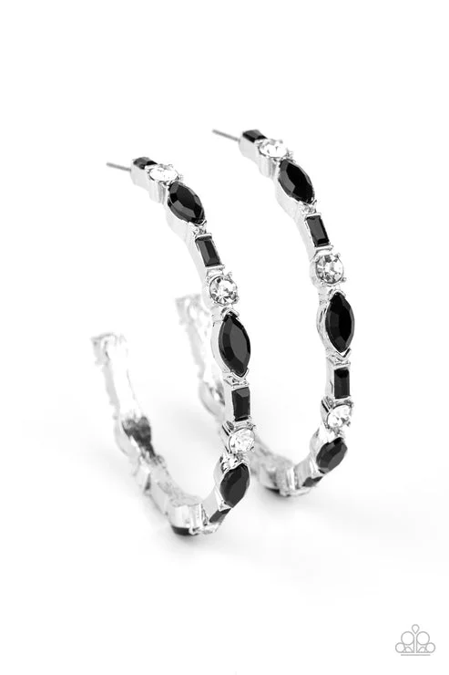 women’s gemstone earrings -There Goes The Neighborhood  Black Hoop Earrings