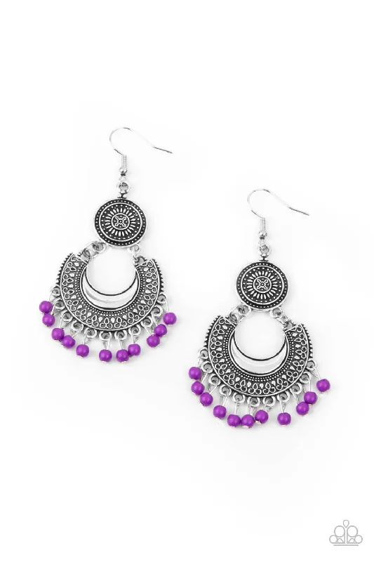 women’s boho earrings -Yes I CANCUN Purple Earrings