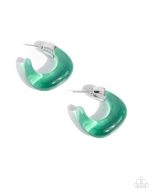 women’s hoop earrings with gemstones -Clear Charm - Green