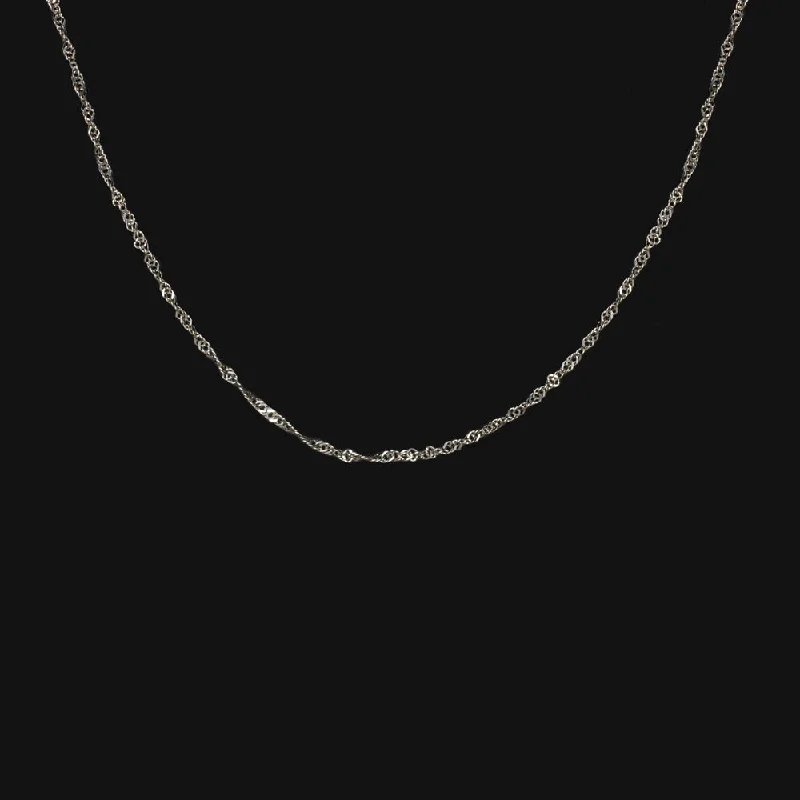 wedding rings with diamonds -14k WHITE GOLD PENDANT CHAIN 18in 0.78mm NECKLACE CLASSIC DAINTY THIN CURB ROPE