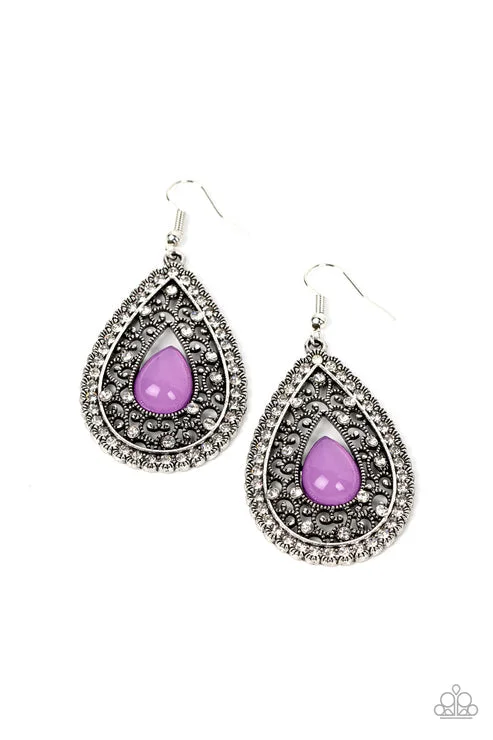 women’s opal drop earrings -Cloud Nine Couture Purple Earring