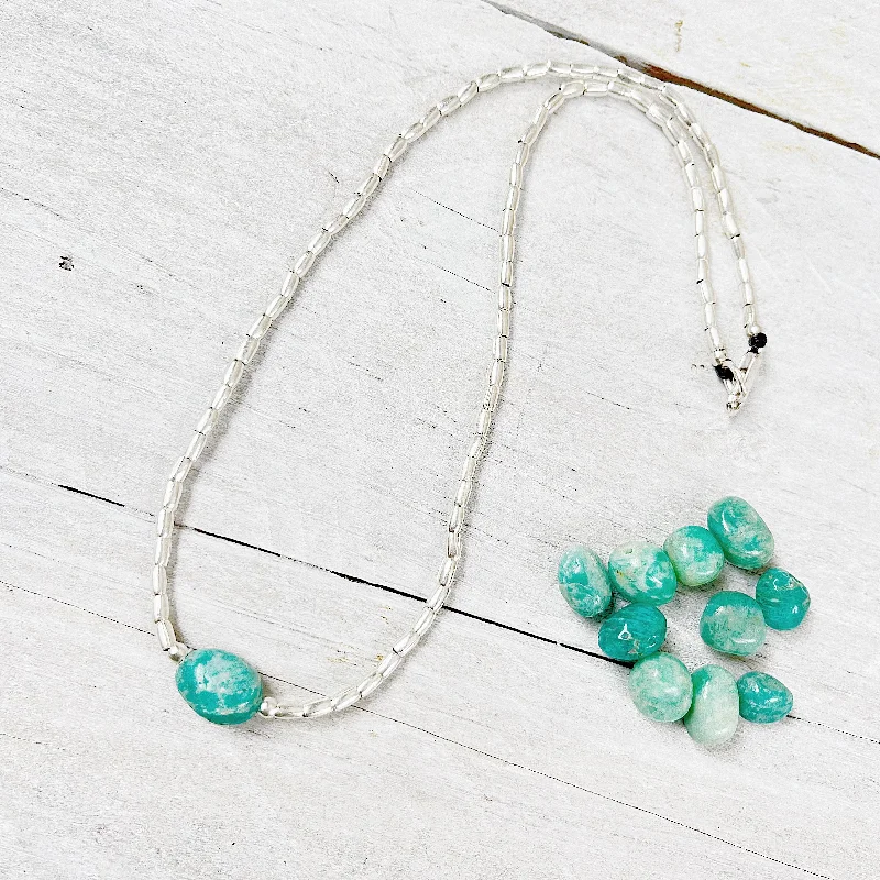 women’s chakra necklaces -AMAZONITE GEMSTONE NECKLACE