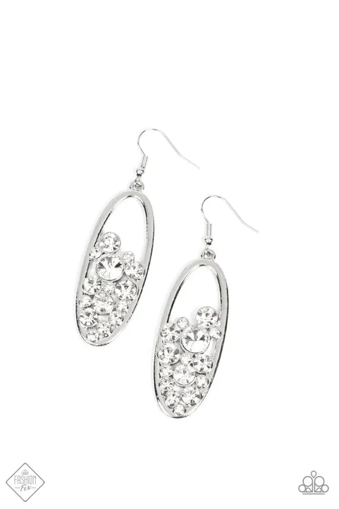 women’s diamond drop earrings -Prismatic Poker Face White Earring