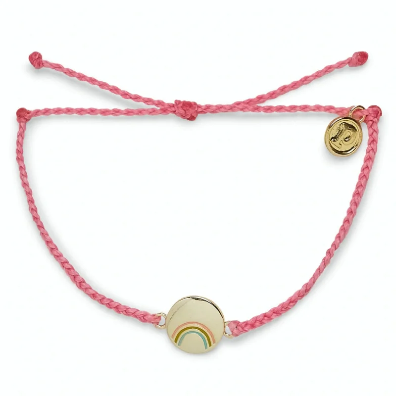 statement bangles for women -PuraVida, Gold Rainbow Bracelet, Pink