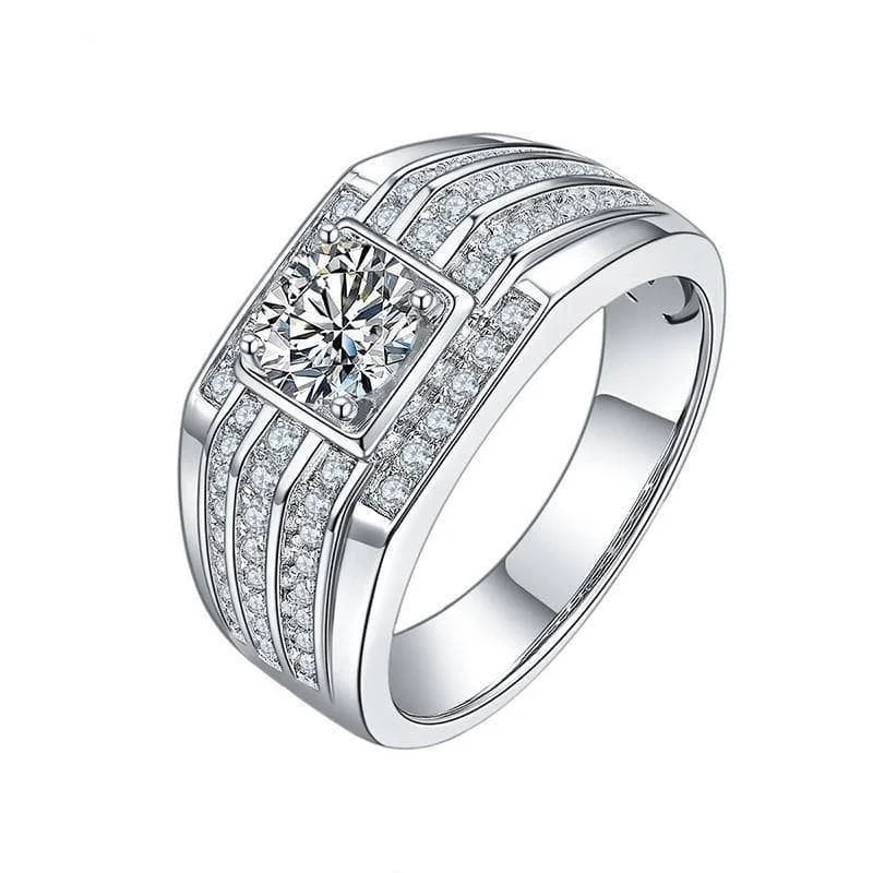 women’s bespoke engagement rings -1.0ct 6.5mm Round Brilliant Men's Diamond Ring