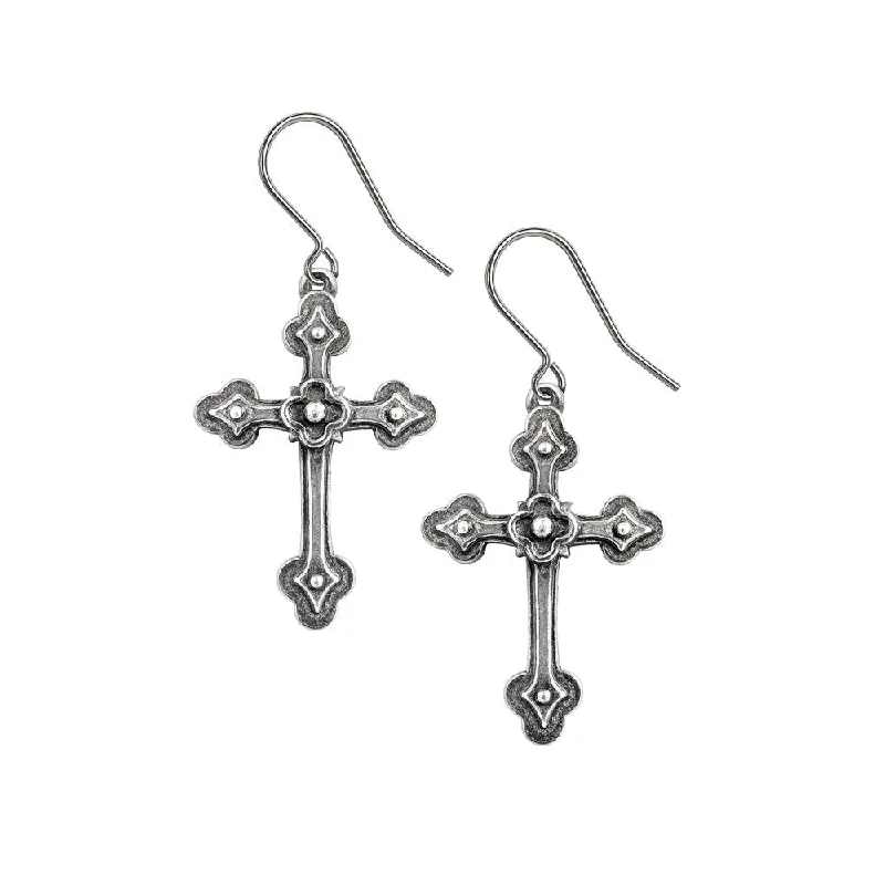 women’s dangle earrings -Gothci Devotion Crosses Earrings