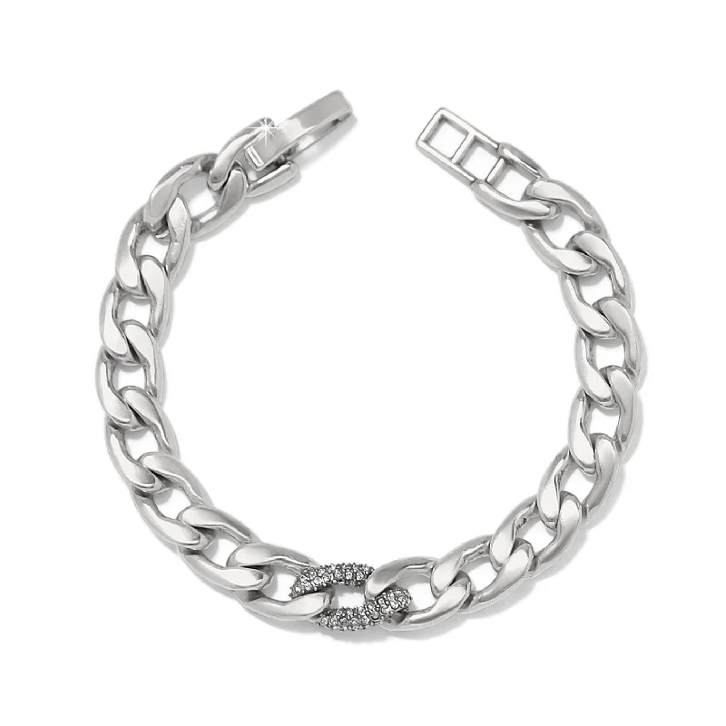 simple bracelets for women -Cleo Pave Link Bracelet/Silver