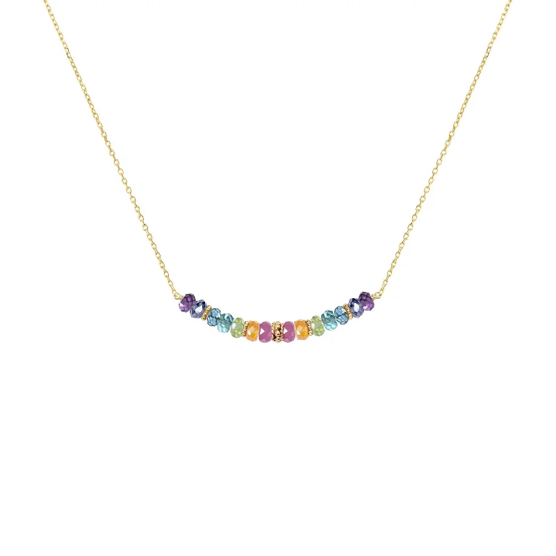 women’s emerald necklaces -Boho Bar choker Necklace 'Rainbow' - 18k Gold - Limited Edition