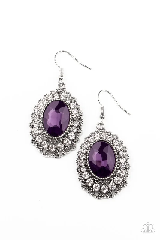 women’s pearl dangling earrings -Glacial Gardens Purple Earring