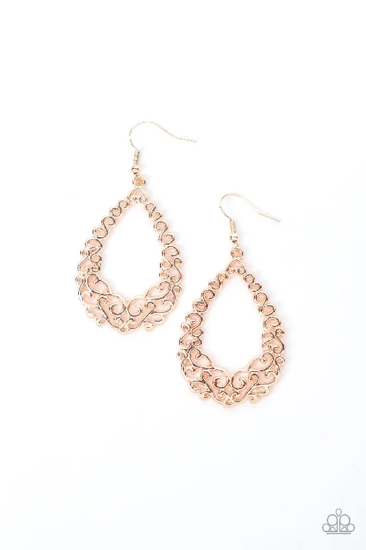 women’s gold chandelier earrings -Granada Garland Rose Gold Earring