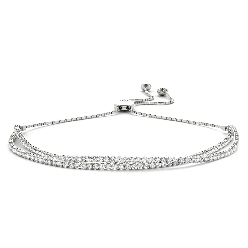 women’s party bangles -18kt White Gold Double Row Diamond Bolo Bracelet (2.50 ctw)