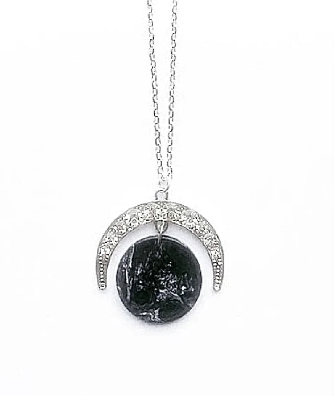 women’s classic pendant necklaces -Moonlight Statement Silver Necklace