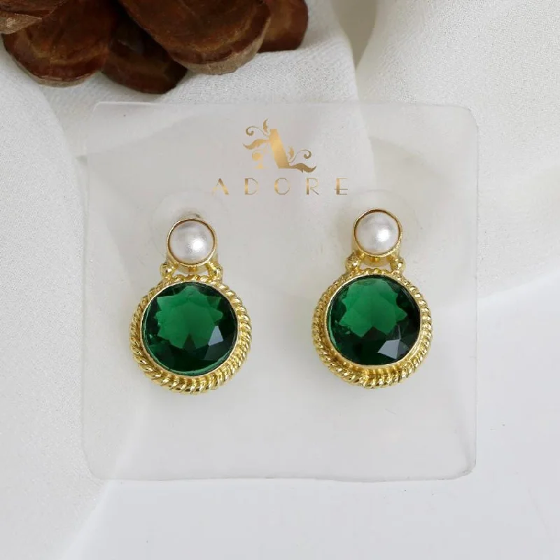 women’s modern earrings -Ruhin Glossy With Pearl Earring