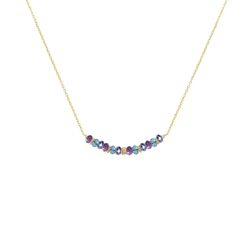 women’s charm pendant necklaces -Boho Bar choker Necklace Amethyst, Blue Topaz, Iolite - 18k Gold - Limited Edition