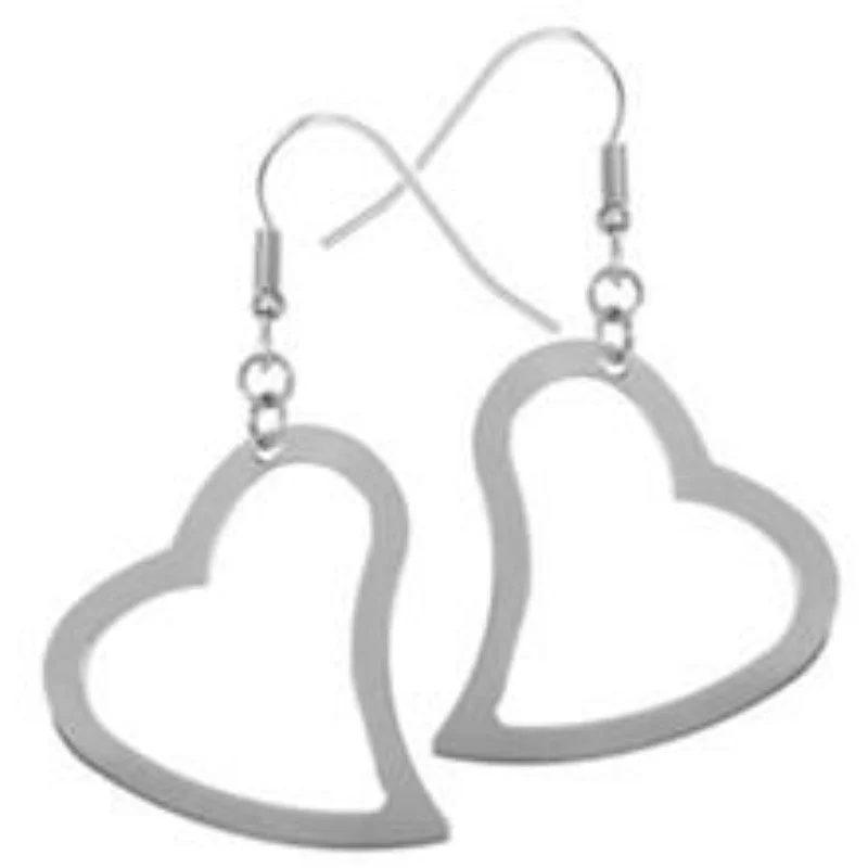 women’s sterling silver stud earrings -Open Heart Stainless Steel Earrings