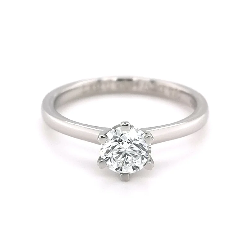 women’s engagement rings with colored stones -Platinum 0.70ct 6 Claw Round Diamond Ring