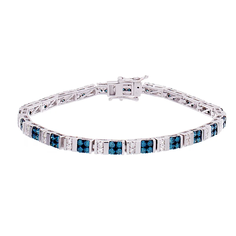 luxury silver bangles for women -Blue Diamond Bracelet