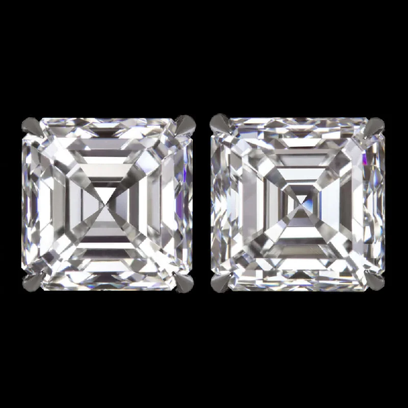 fashion rings for women -1.80 CARAT H VS1 GIA CERTIFIED ASSCHER CUT DIAMOND STUD EARRINGS GOLD NATURAL