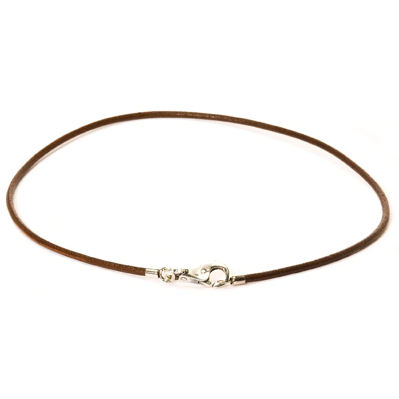 women’s adjustable gold necklaces -Leather Necklace Brown