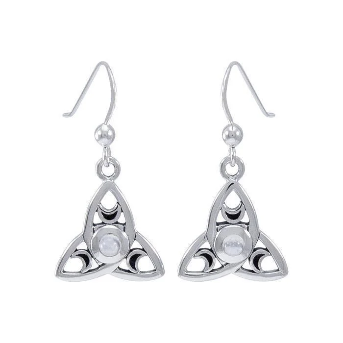 women’s birthstone earrings -Celtic Triquetra Moon Earrings TER1589