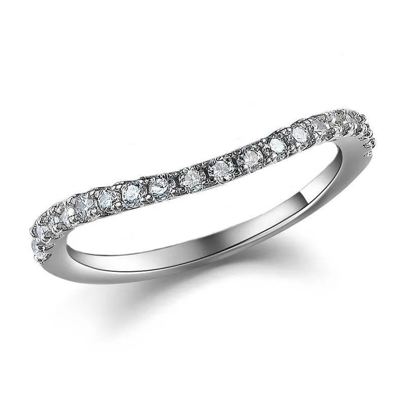 women’s handmade engagement rings -Single Stackable Curve Diamond Ring