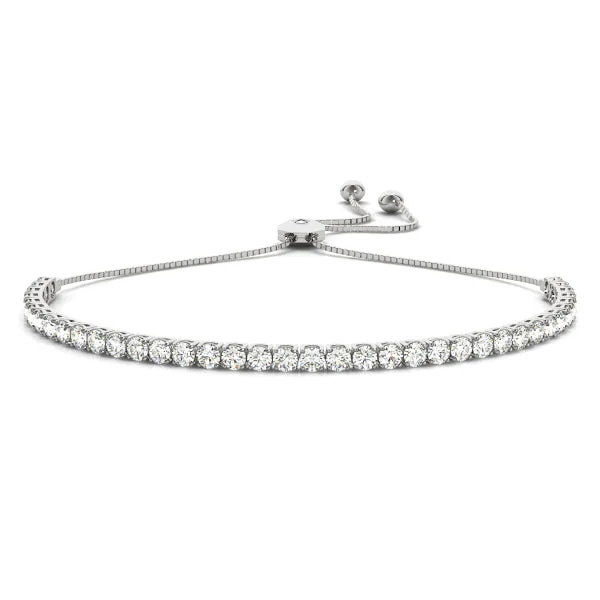 luxury cuff bangles for women -18kt White Gold Diamond Bolo Bracelet (3 5/8 ctw)