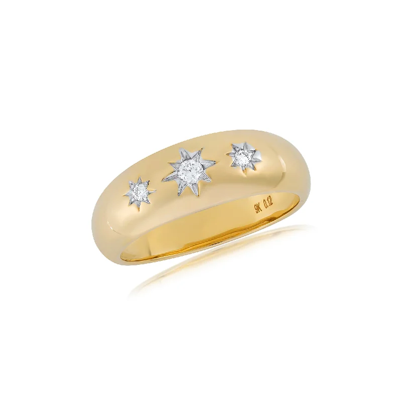 women’s affordable diamond engagement rings -9K Yellow Gold Star Set Diamond Ring