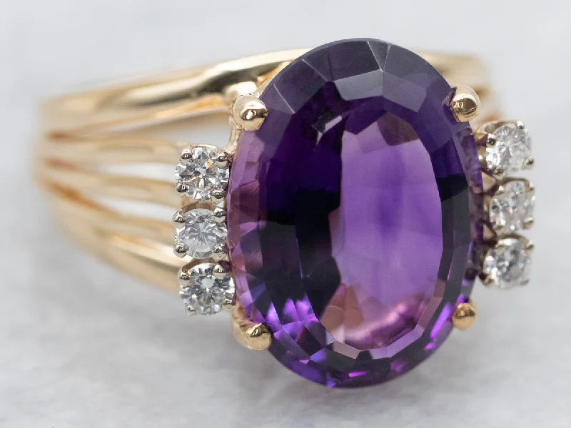 women’s solitaire engagement rings -Amethyst and Diamond Ring