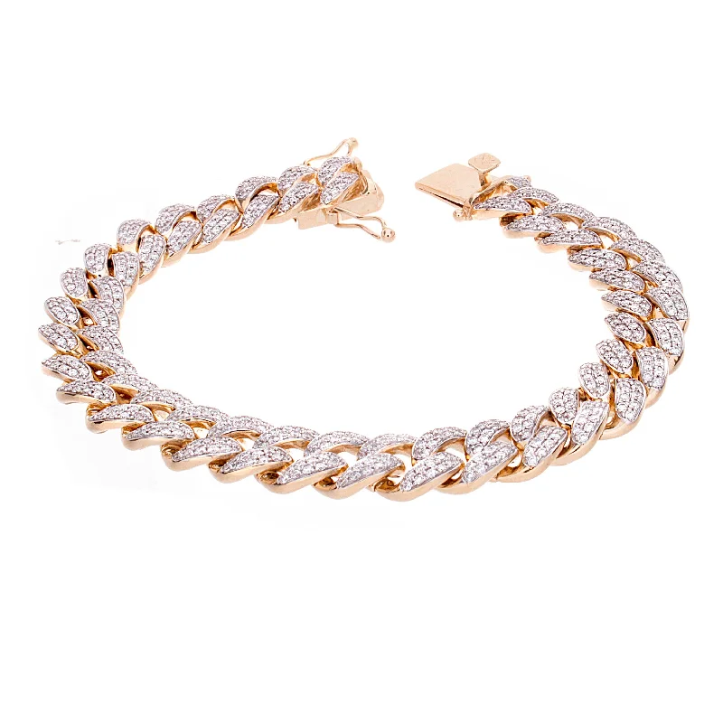 trendy bangles for women -Miami Cuban Bracelet With Diamonds