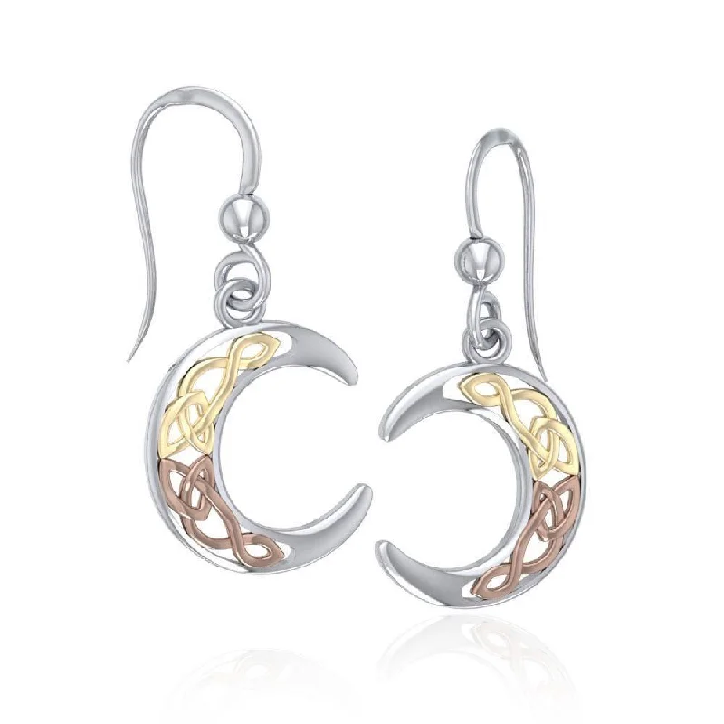 Humanize 363 wordsCeltic Crescent Moon Three Tone Earrings OTE2007