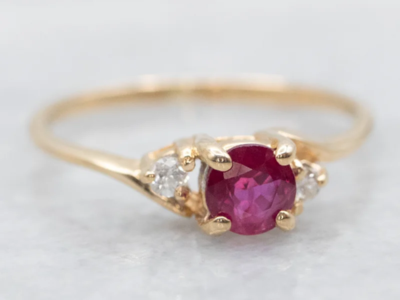 women’s modern platinum engagement rings -Sweet Ruby and Diamond Ring