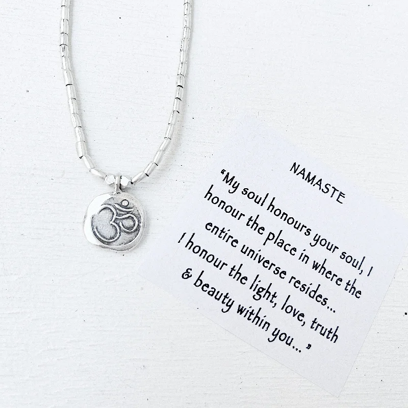 women’s elegant pendant necklaces -"NAMASTE" HILL TRIBE SILVER NECKLACE