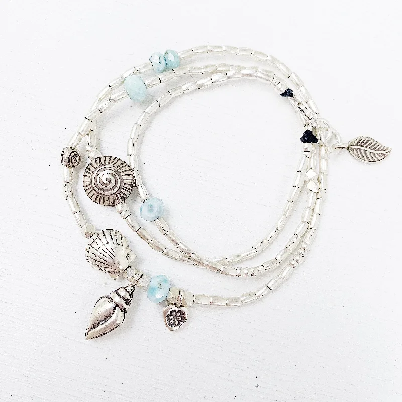 women’s multi-stone necklaces -LARIMAR MERMAID BRACELET/NECKLACE WRAP