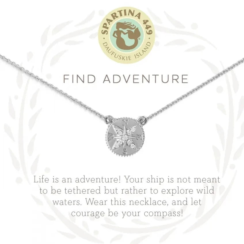 women’s antique necklaces -Sea La Vie Necklace - 18" Adventure/Compass - Silver & Gold