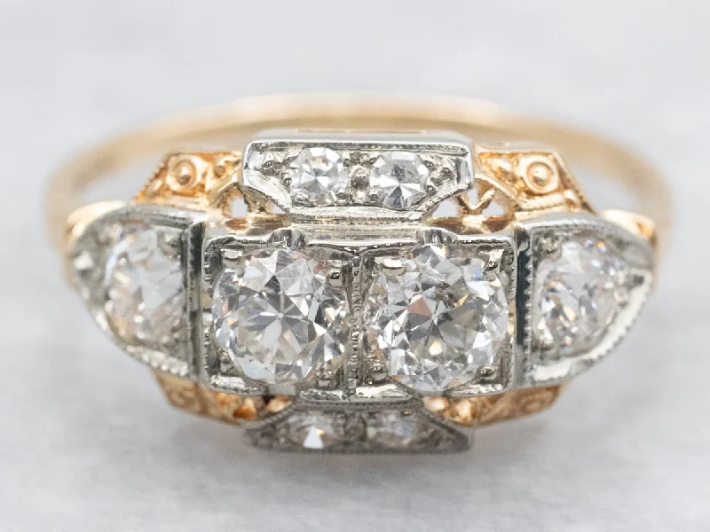 women’s unique engagement rings -Early Retro Era Old Mine and European Cut Diamond Ring