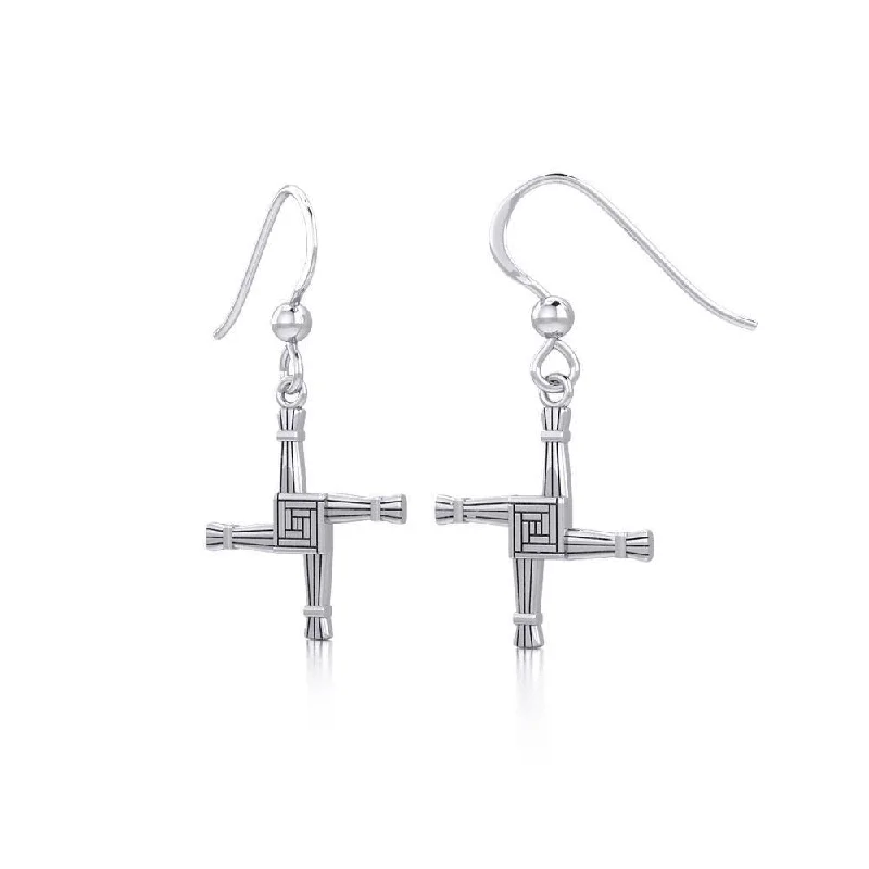 women’s crystal earrings -Brigids Cross Sterling Silver Earrings TER983