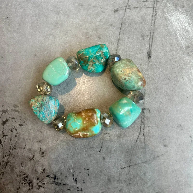 unique bangles for women -Authentic Turquoise Nugget Bracelet