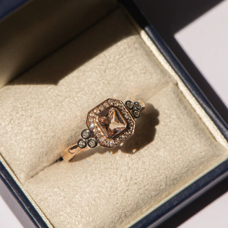 women’s antique diamond engagement rings -9k Rose Gold Morganite and Diamond Ring