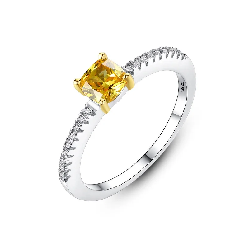 women’s platinum solitaire engagement rings -Yellow Gemstone Wedding Rings Vintage Wedding Bands