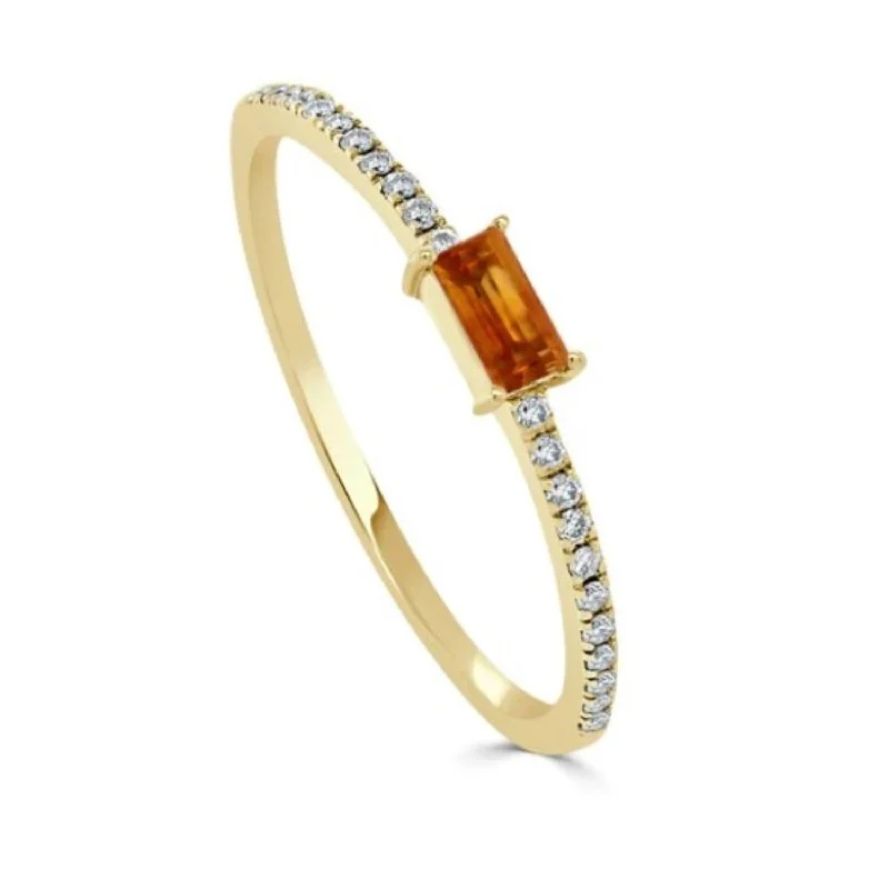 women’s affordable vintage engagement rings -14K Gold Citrine Birthstone & Diamond Ring