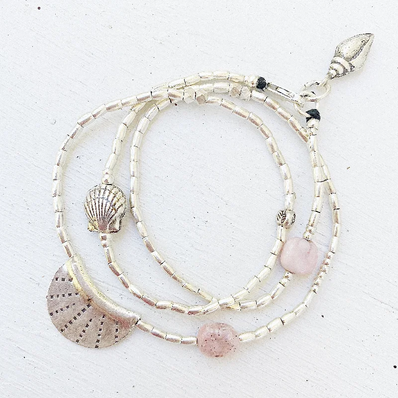 women’s rose gold chain necklaces -PINK OPAL OCEAN BRACELET/NECKLACE WRAP