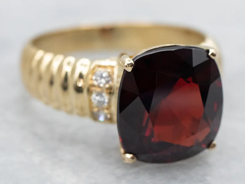 women’s wedding engagement rings -Garnet Ring and Diamond Ring