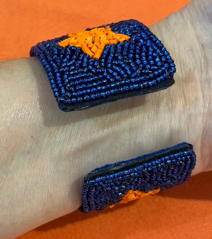 affordable bangles and bracelets for women -Navy Houston Astros Beaded Cuff Bracelet