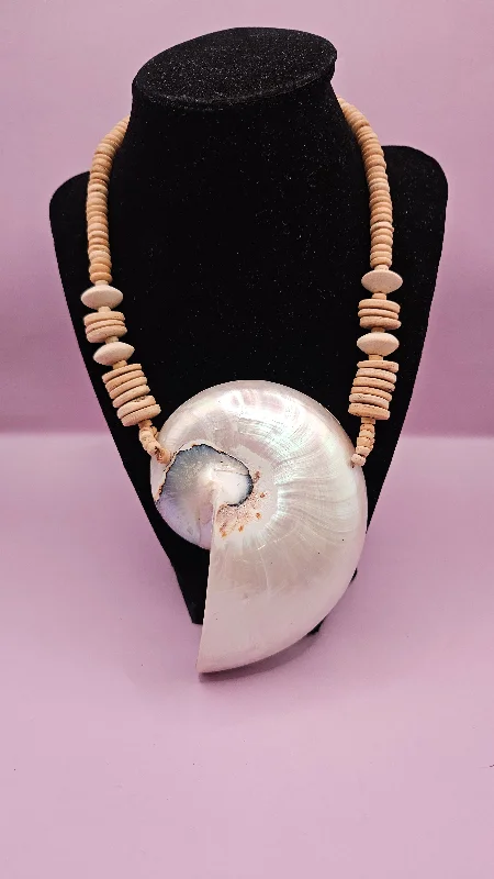 women’s delicate necklaces -Vintage Nautilus Shell Necklace - 11.5" Coastal Jewelry