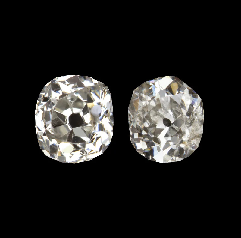 women’s antique rings -0.69ct OLD MINE CUT DIAMOND STUD EARRINGS I VS2-SI3 ANTIQUE PAIR LOOSE NATURAL