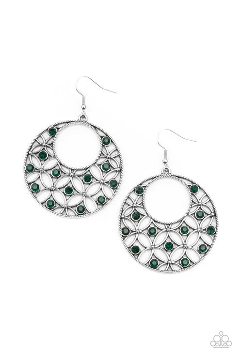 women’s elegant drop earrings -Garden Garnish Green Earrings