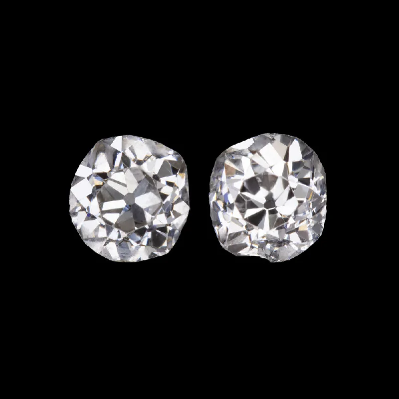 women’s colorful rings -0.59ct OLD MINE CUT DIAMOND STUD EARRINGS I-J VS2-SI1 PAIR ANTIQUE PAIR ESTATE