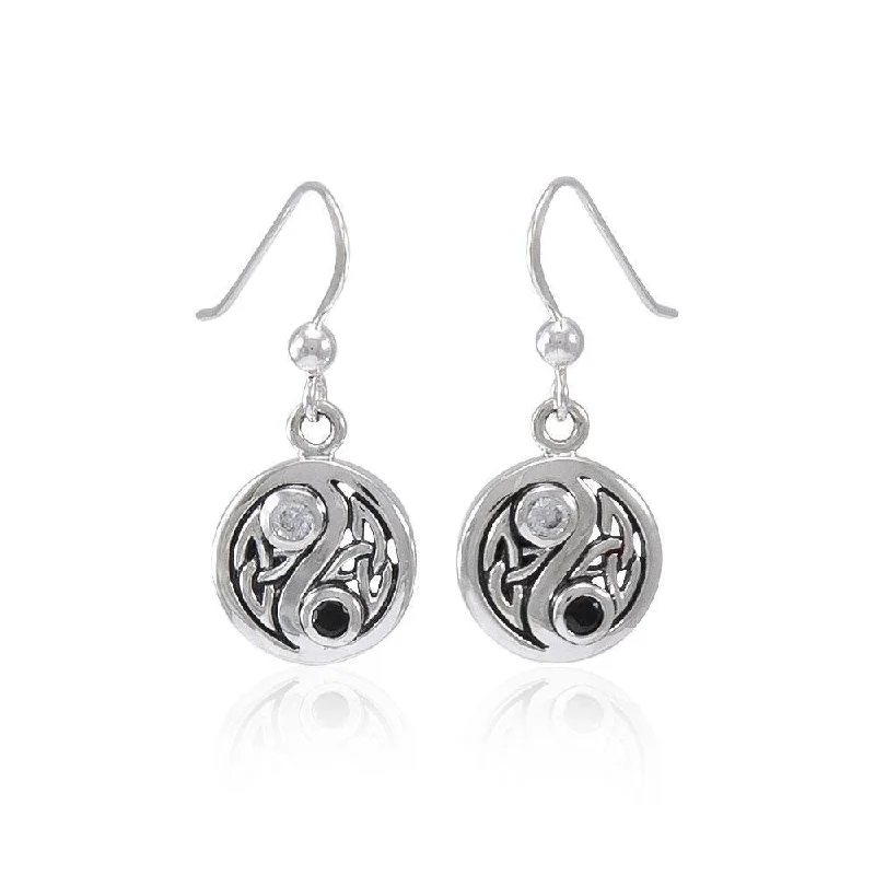 women’s moonstone earrings -Celtic Triquetra Yin Yang Earrings TER1568