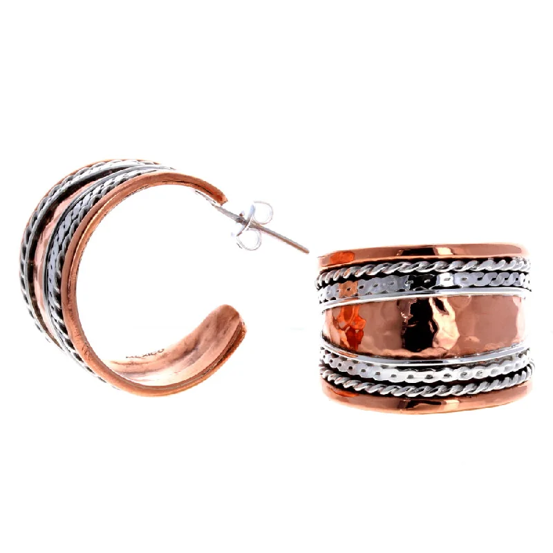 women’s colorful earrings -Copper and Silver Tribal Earrings